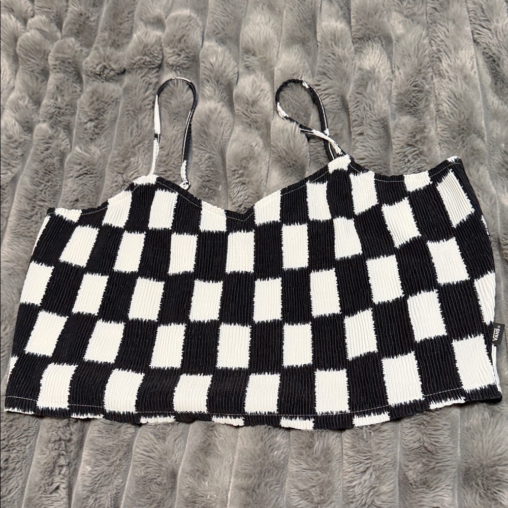 Vans Gray and White checkered crop tank